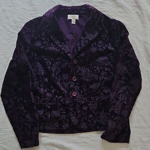 Talbots Elegant Purple Velvet Women's Jacket Blazer Size 8
